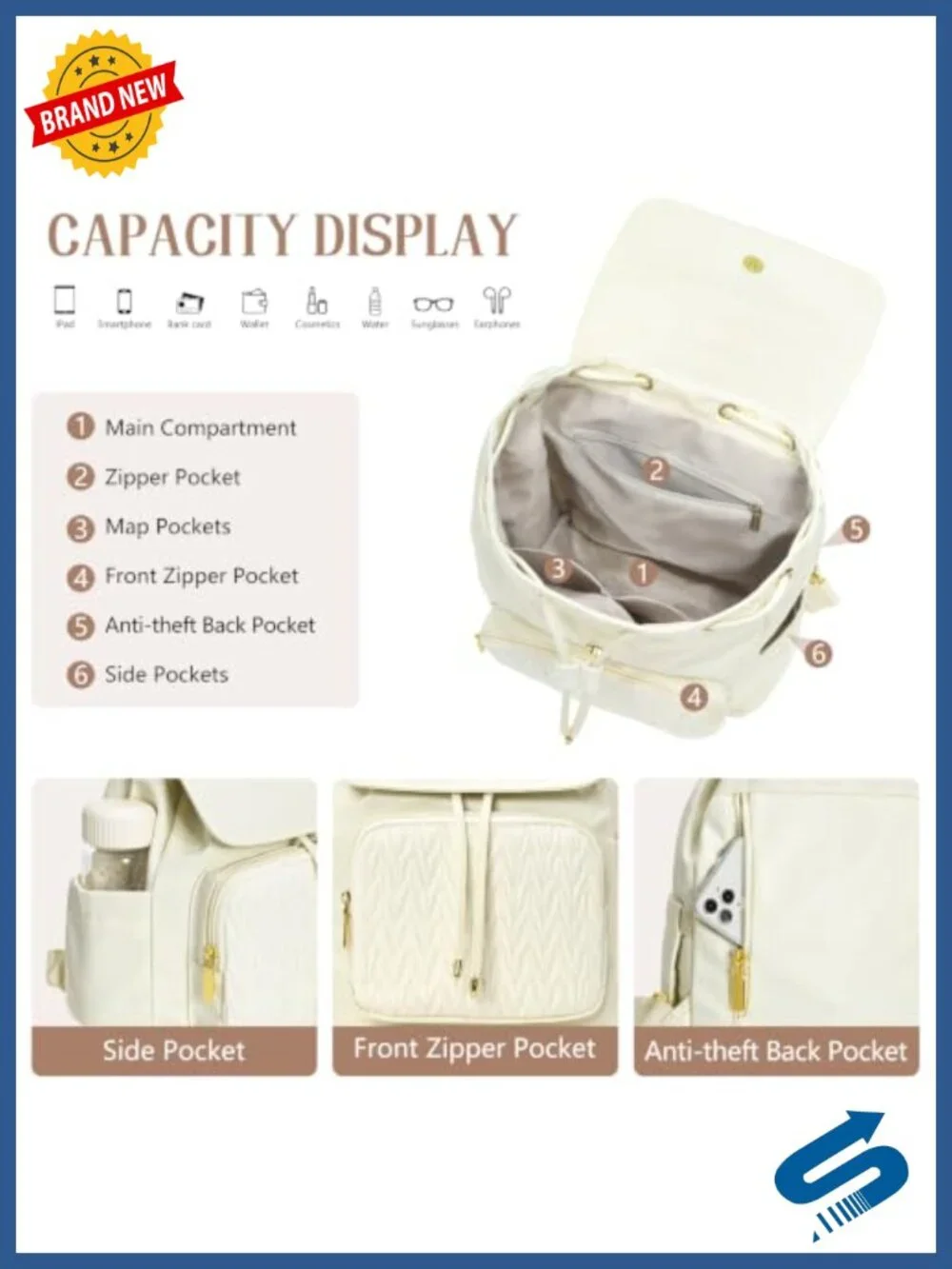 Women's Quilted Mini Backpack Purse Anti-theft Waterproof Daypack